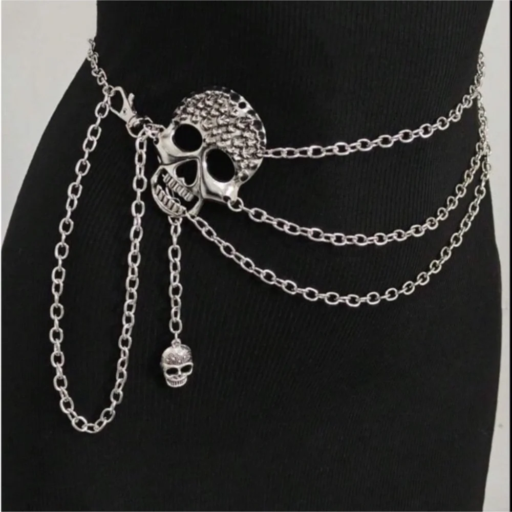 Silver Skull Chain Belt